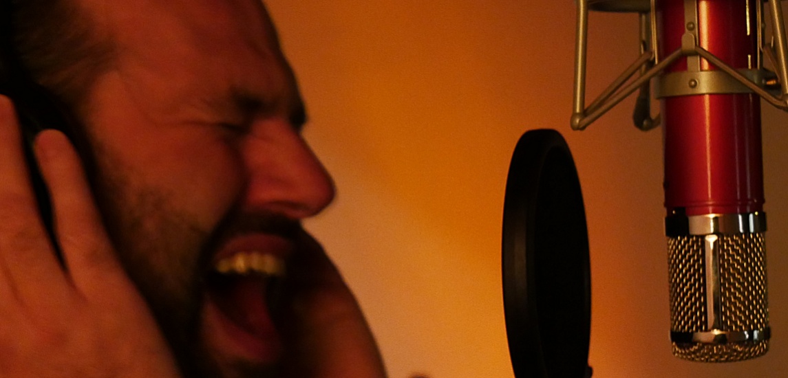 Our lead vocalist Peter Moltmaker in the studio